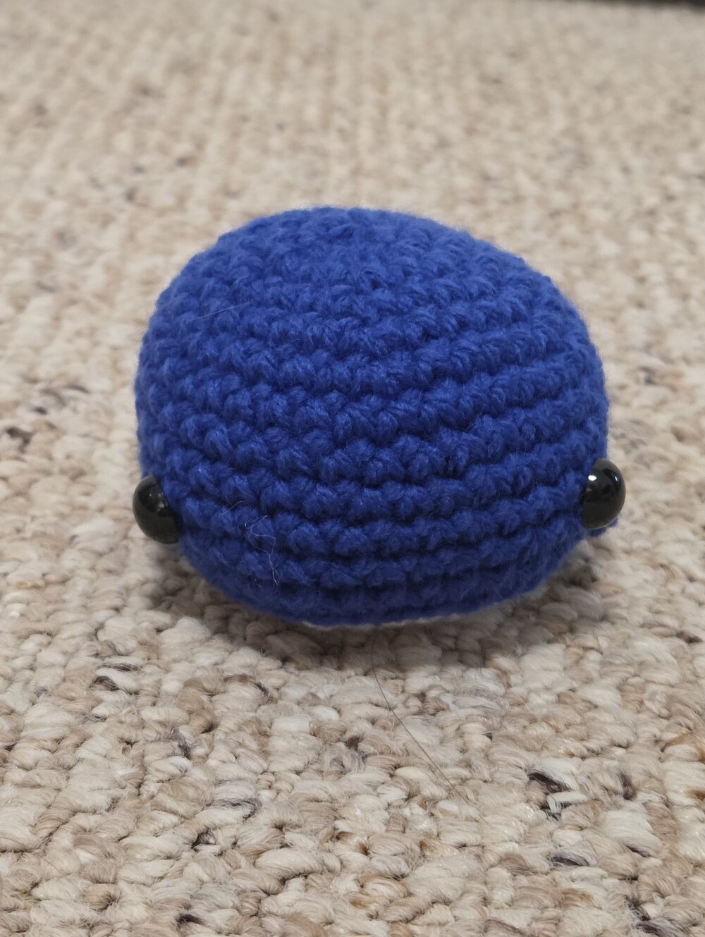 Hand Crafted Royal Blue Crocheted Whale Plush with Black Bead Eyes